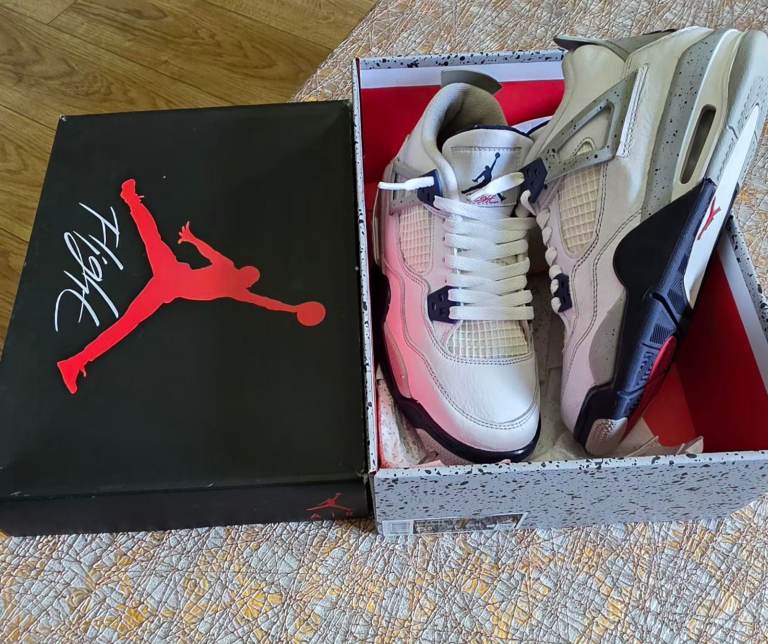 Air Jordan 4 Retro 109S Trainers – White/Blue/Red with Box