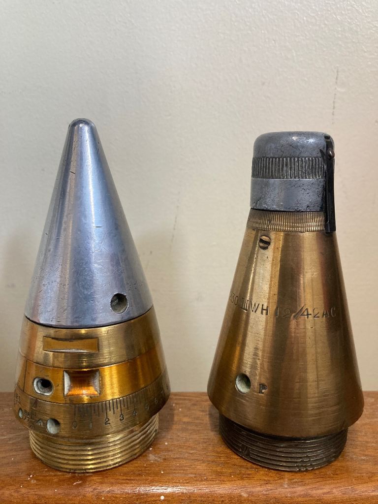 Two Vintage Brass & Metal Fuses / Inert Ordnance - Collectible Display Items