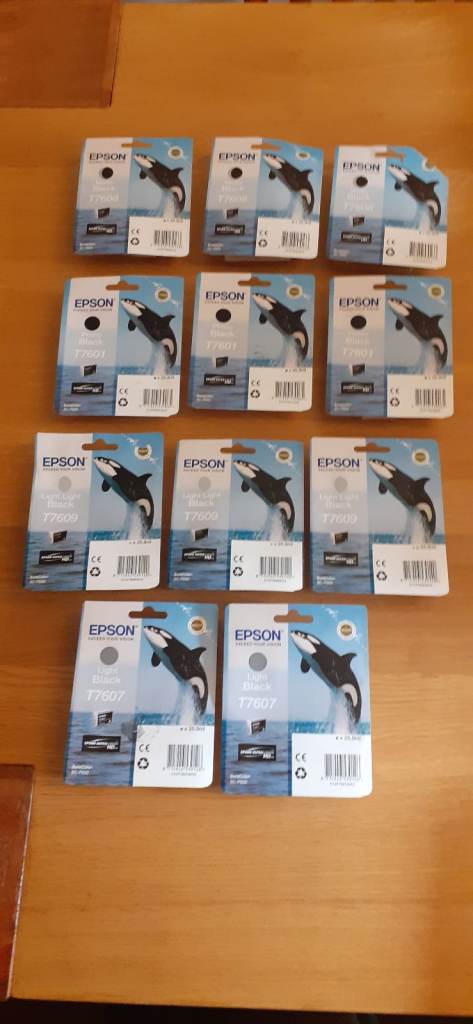 100% Genuine Brand New ORIGINAL EPSON T760 (Killer Whale) Set of 11 Ink Cartridges (Original)-£100