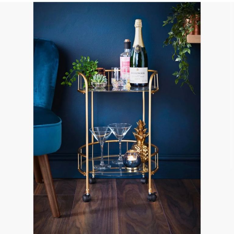*SOLD* Gold and Glass Drinks Trolley 