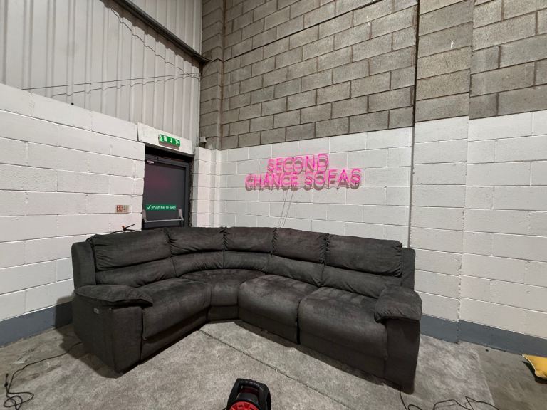 image for Grey double electric recliner corner sofa (with USB) from oak furniture land DELIVERY AVAILABLE 