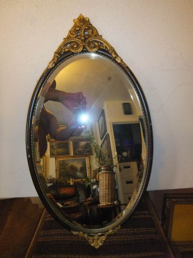Beautiful Vintage Very Ornate French Rococo Style Wall Oval Mirror 66x34cm