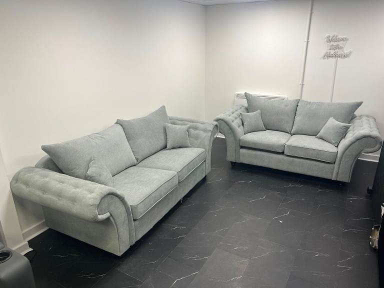 New Grey Fabric Sofa Set - 2 Seater and 3 Seater