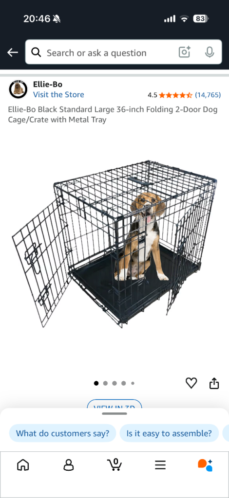 36 inch dog crate with 2 doors