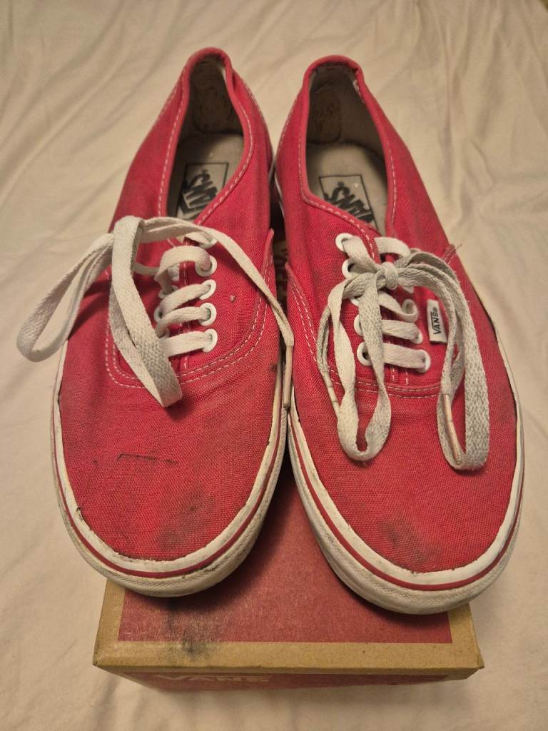 Vans Classic Red White Canvas Trainers 7UK