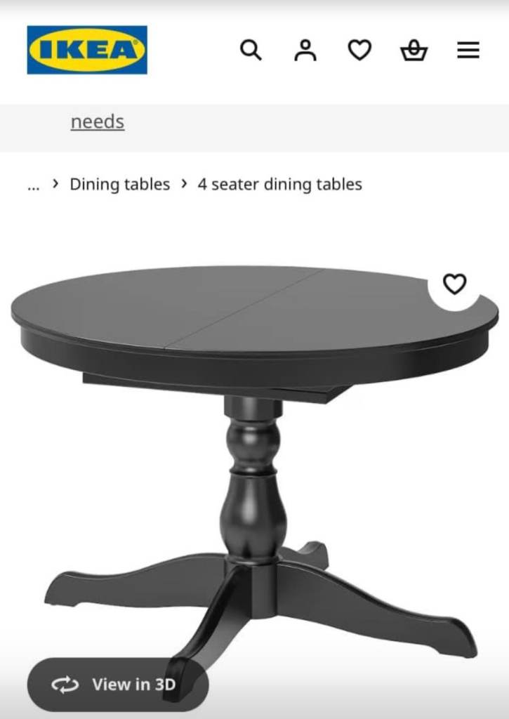 £130 -Ikea INGATORP  Extendable  dining table, black, 110/155 cm