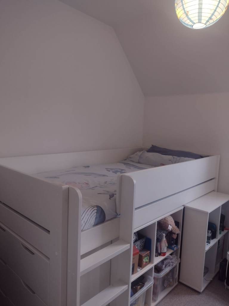 White Kids Mid Sleeper Bed with Storage – Good Condition