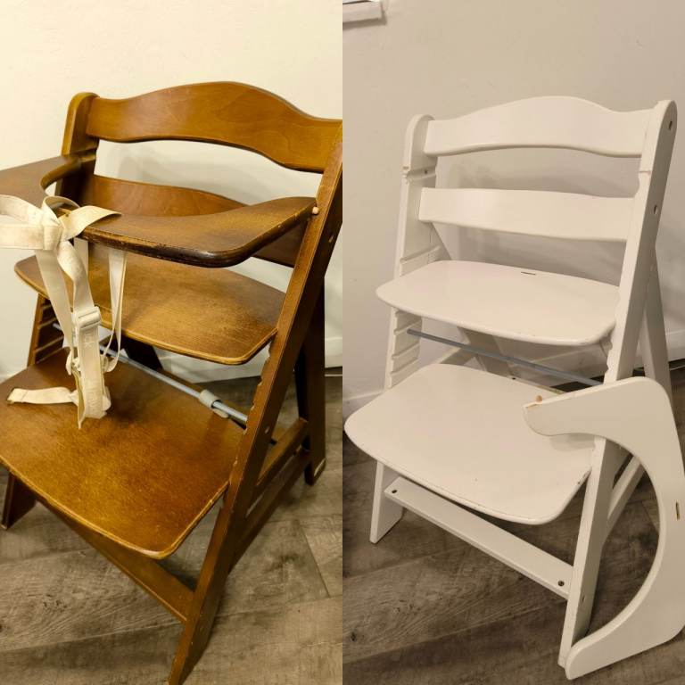 Hauck Wooden High Chair 6 Months Toddler Feeding Chair, 5-Point Harness Bumper Bar Crotch Strap