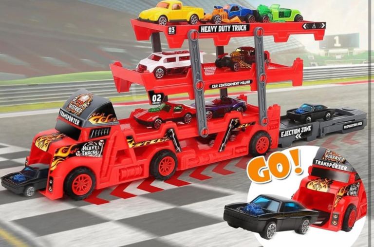 15 pcs car transporter truck mega haul + 8 mini cars 