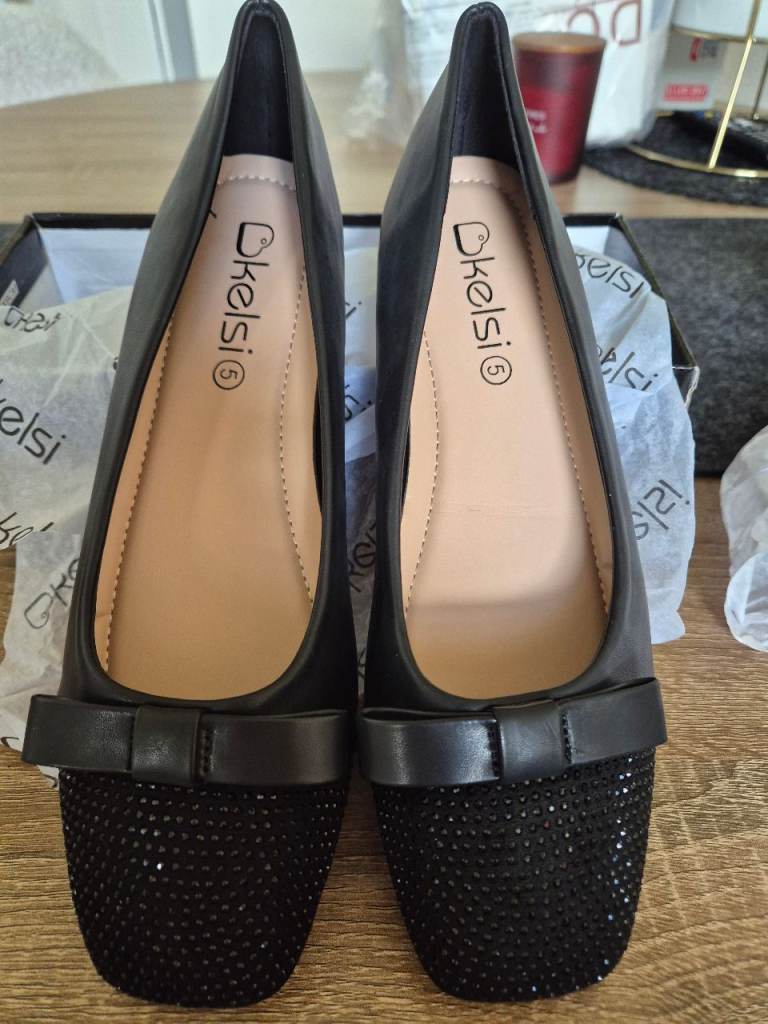 Black Flats with Sparkle Toe – New, Unworn