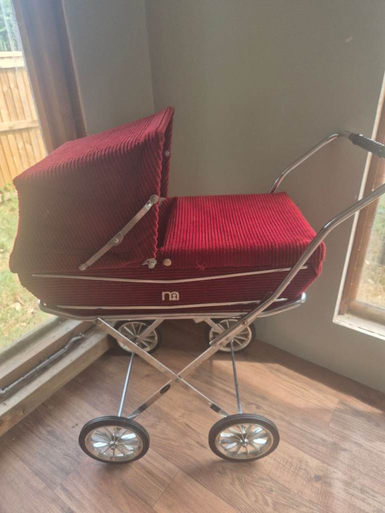 Red Corduroy mothercare Dolls Pram / Stroller – Good Condition