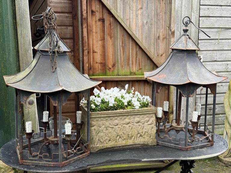 Huge vintage Pagoda Oriental Chinese hall /ceiling lanterns 2 available 