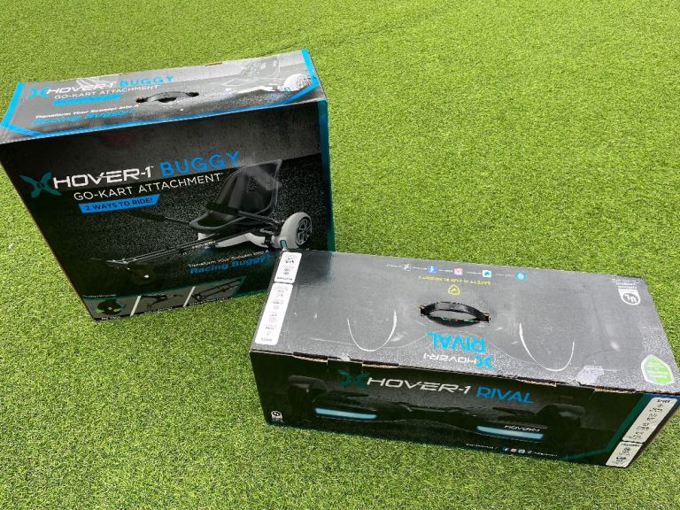 Hover-1 Rival hoverboard and Hover-1 buggy go-kart attachment 
