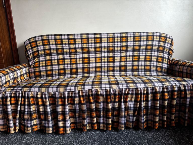Plaid Handstitched Settee Covers 