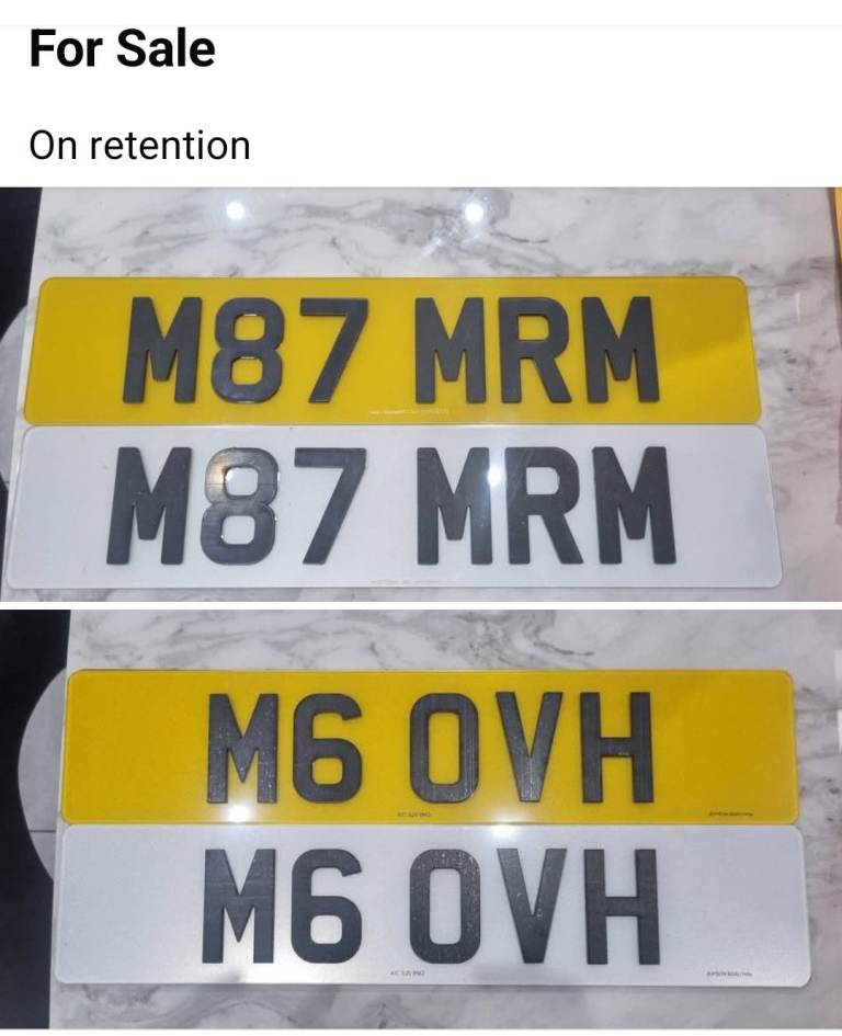 Number plates for sale