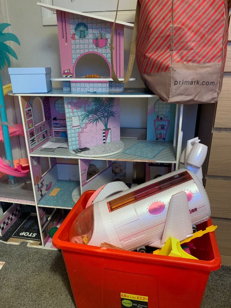 lol doll house , dolls, furniture, plane and other bits 