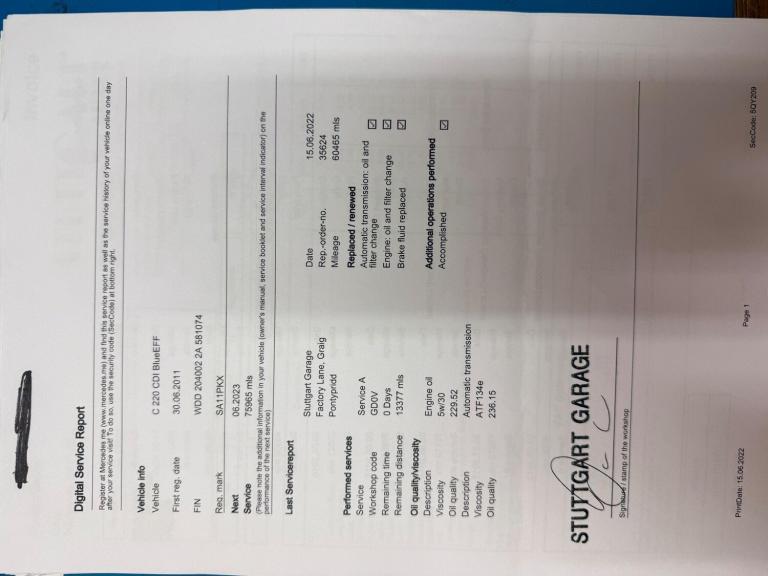 2011 Mercedes-Benz C Class C220 CDI BlueEFFICIENCY Sport 4dr Auto SALOON DIESEL Automatic