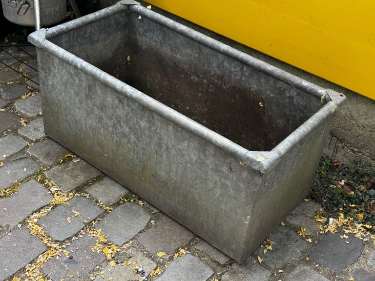 Vintage galvanized metal planter trough