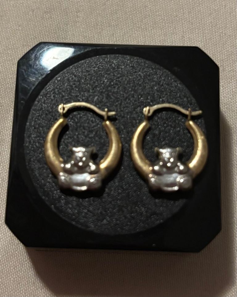 9ct gold teddy bear earrings 