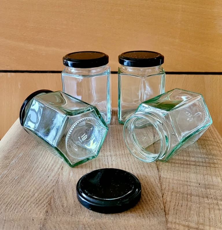Hexagon jars & Big jars for jam/craft