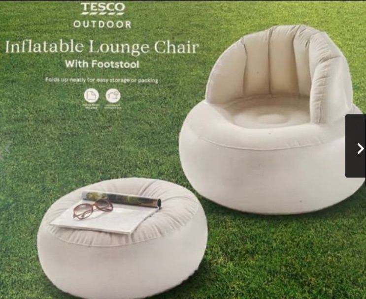 GREAT GIFT IDEA: BRAND NEW INFLATABLE LOUNGE CHAIR AND FOOTSTOOL  BOXED