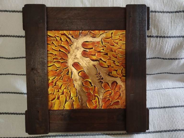 Original artwork in handmade rustic style frame