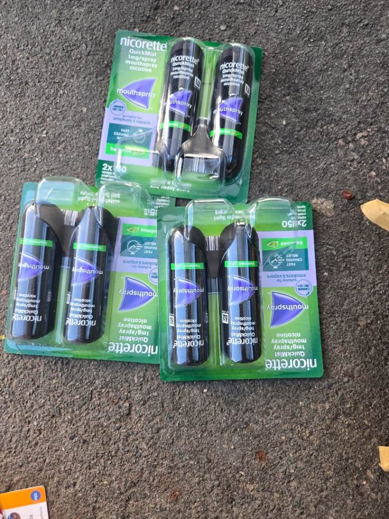 Nicorette QuickMist Spray – 3 Packs, 2 x 150 Doses Each – Brand NEW