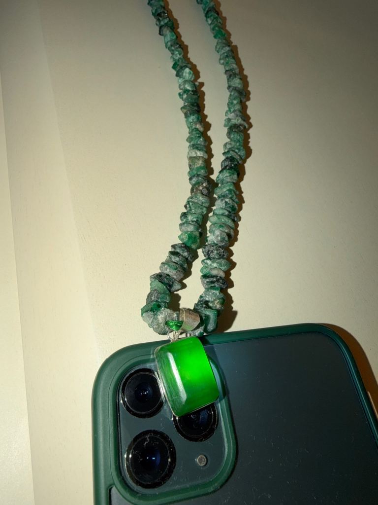 Natural Rough Emerald Necklace with Forest Green Jade Pendant & 925 Sterling Silver