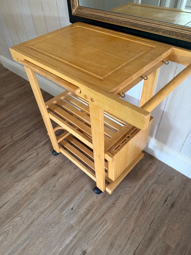Wooden Kitchen Trolley Cart with Chopping Board