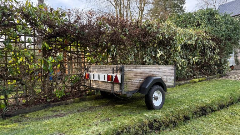 Small wooden trailer. 