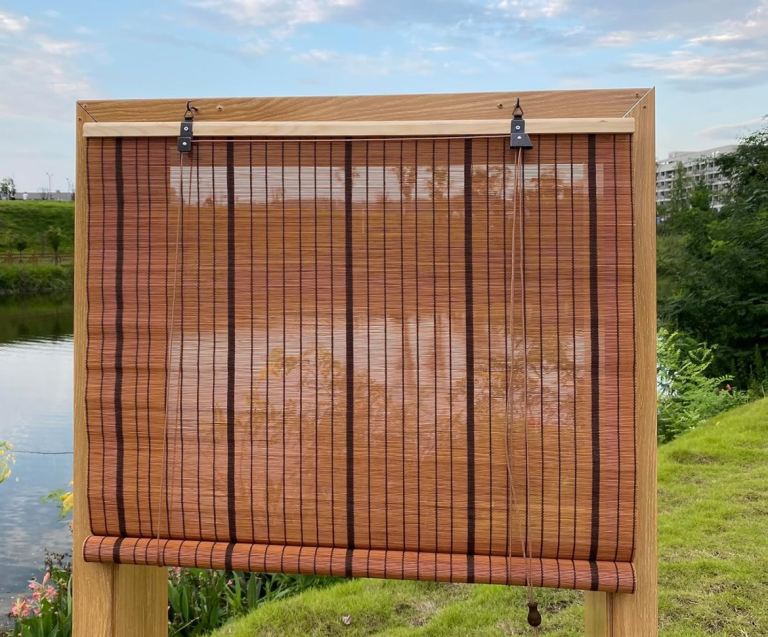 2X Brand New Large Natural Bamboo Roller Blinds