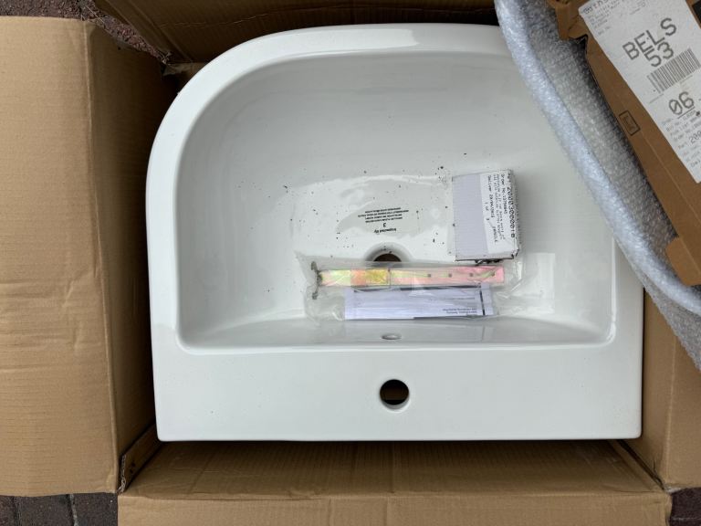 image for Euro Mono Basin White with chrome towel rail