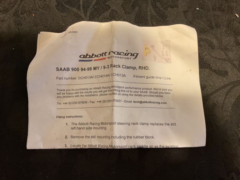 SAAB 900/9-3 Rack Clamp Kit