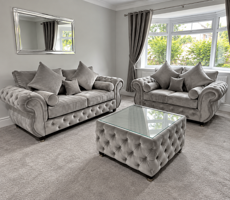 Falcon 3+2 Seater Fabric Sofa Set – Grey & Cream | Pay on Delivery  Copy title