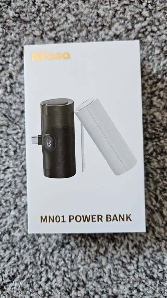 PINK Mini Portable Power Bank Charger with 5,000mAh Battery and Built-In USB-C Connector