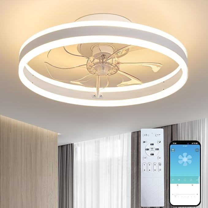 Seyxicnor 50CM Black Ceiling Fan Light Remote 45W 3-Color Dimmable