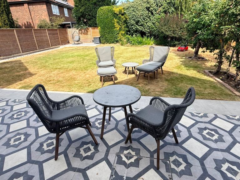 Modern Grey Rope Garden Furniture Set with Tables