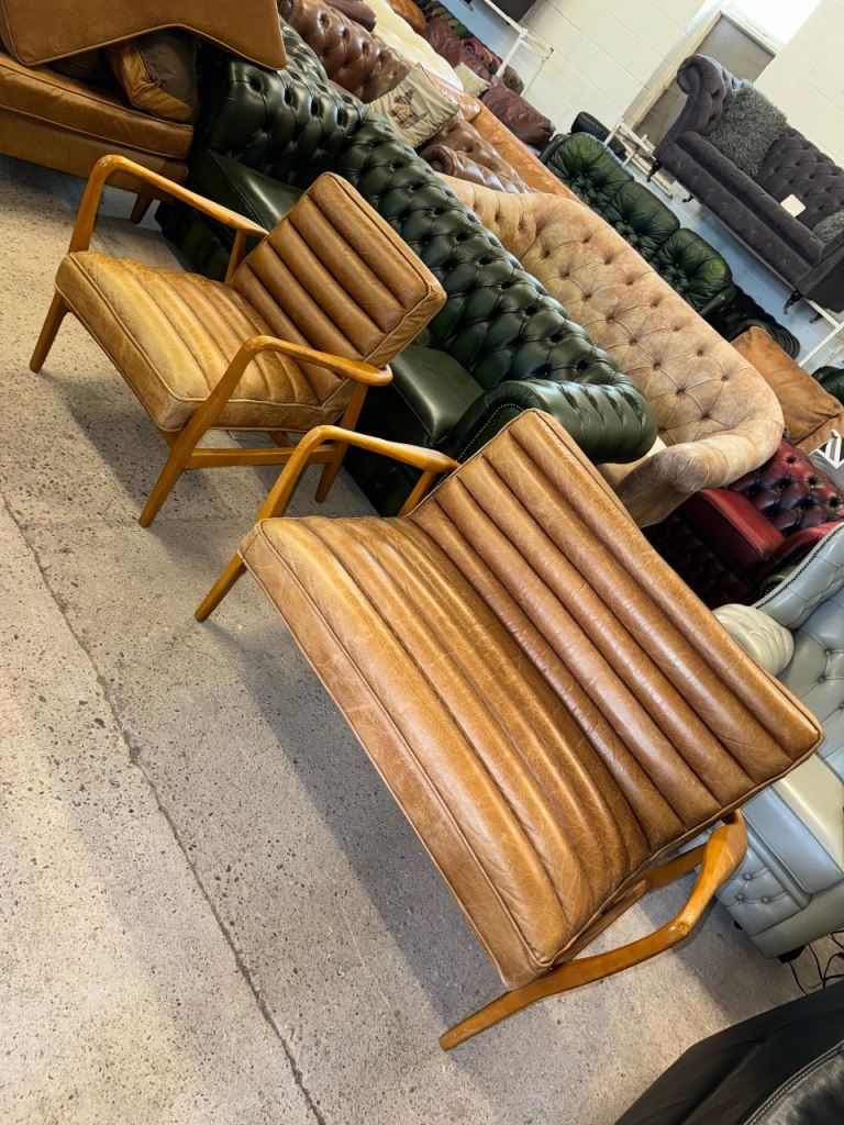 Gallery datsun danish tan real leather sofa and chair