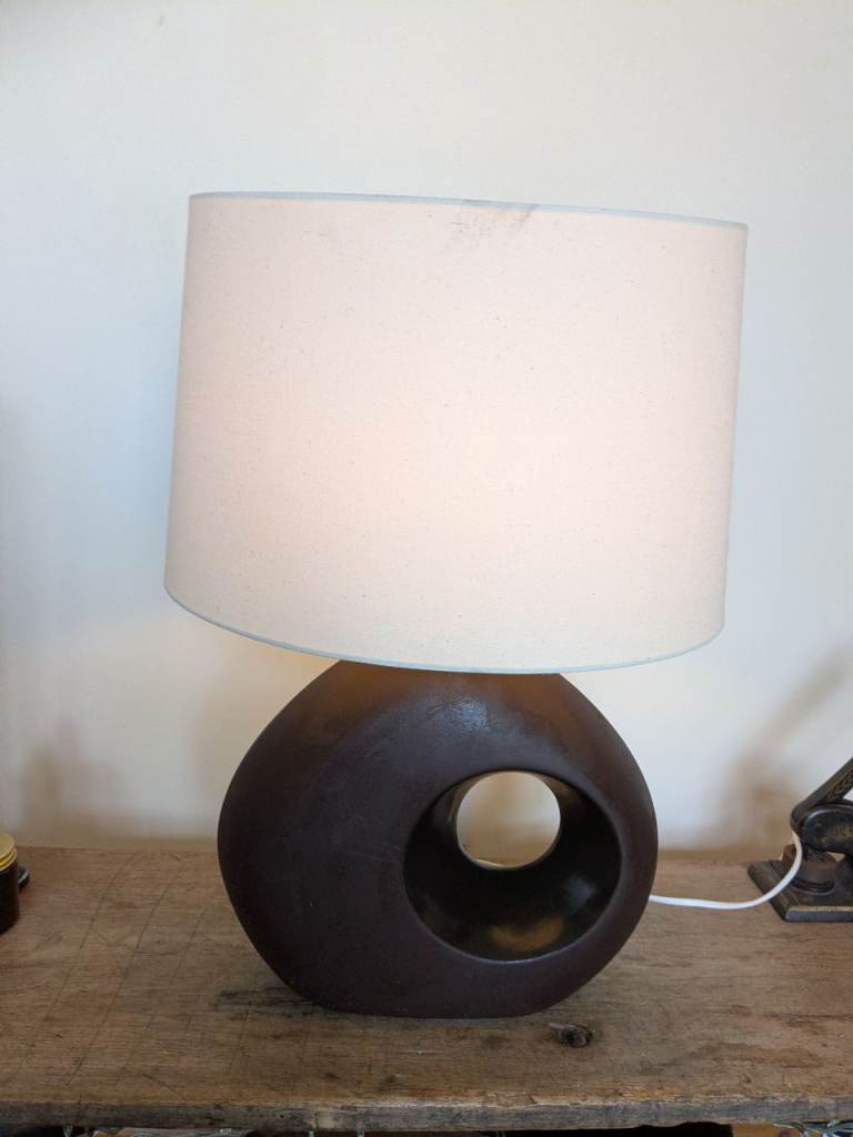 Brown Ceramic Lamp with Circular Design. Cool Thing 