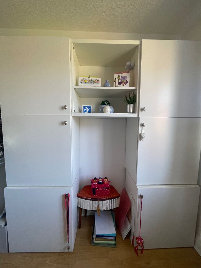 White Storage Unit with Doors – Good Condition