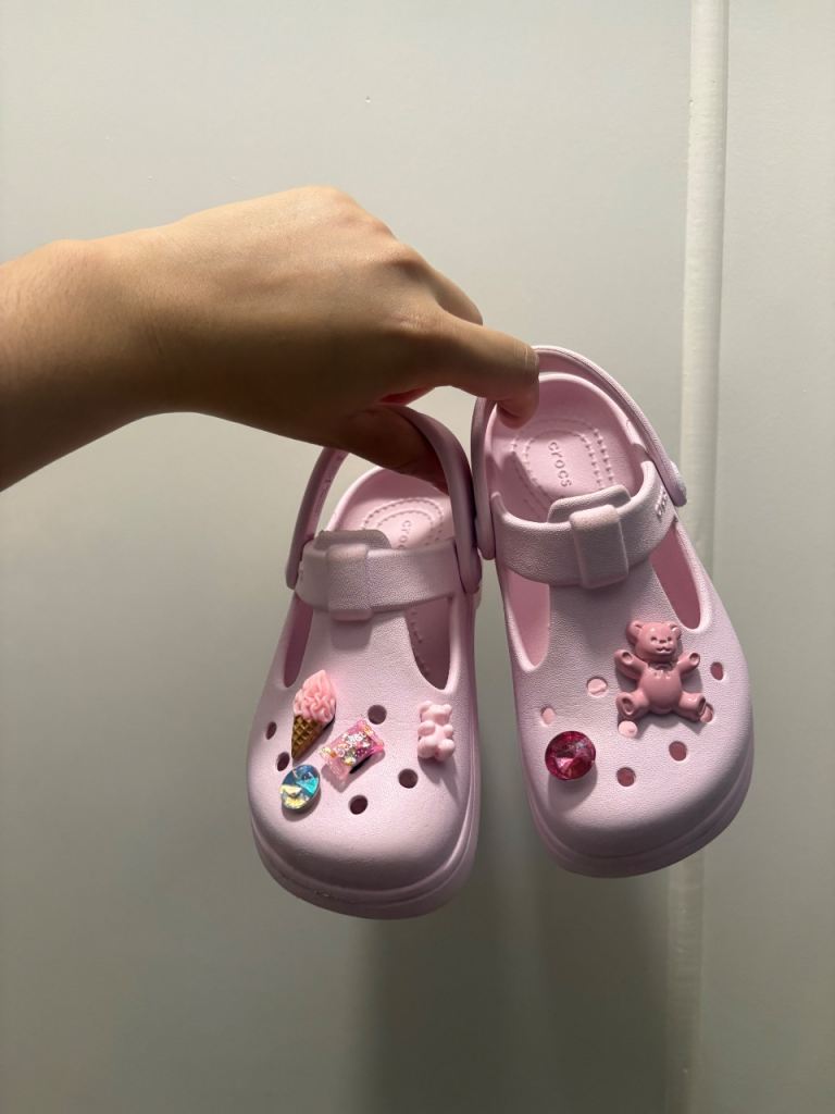 Crocs Kids Pink Mary Jane Style Clogs – good condition child 10 uk 