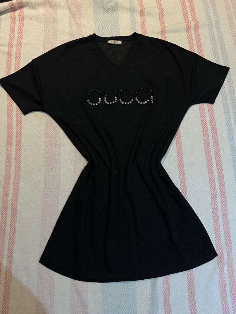 Gucci Black  dress with Pearl Logo –  New 