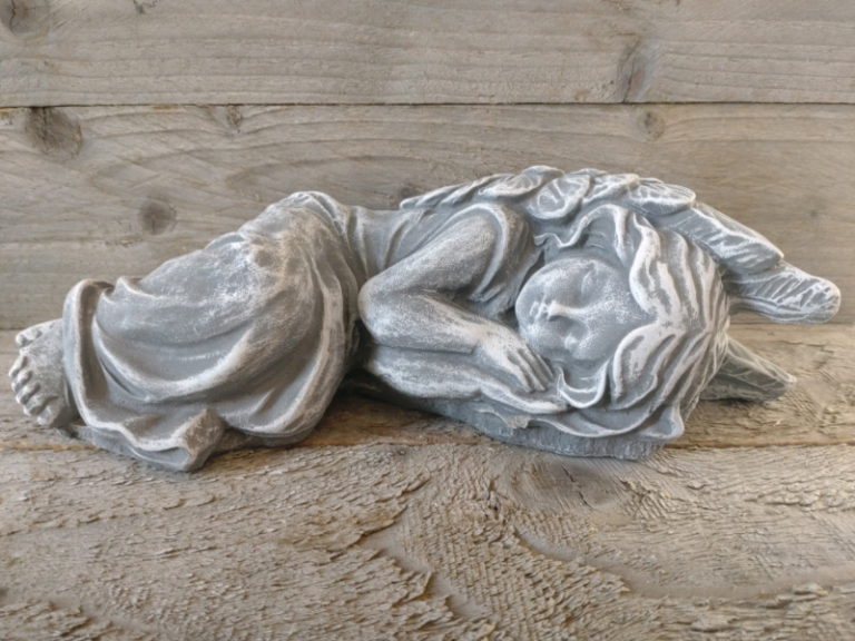 Sleeping angel concrete ornament