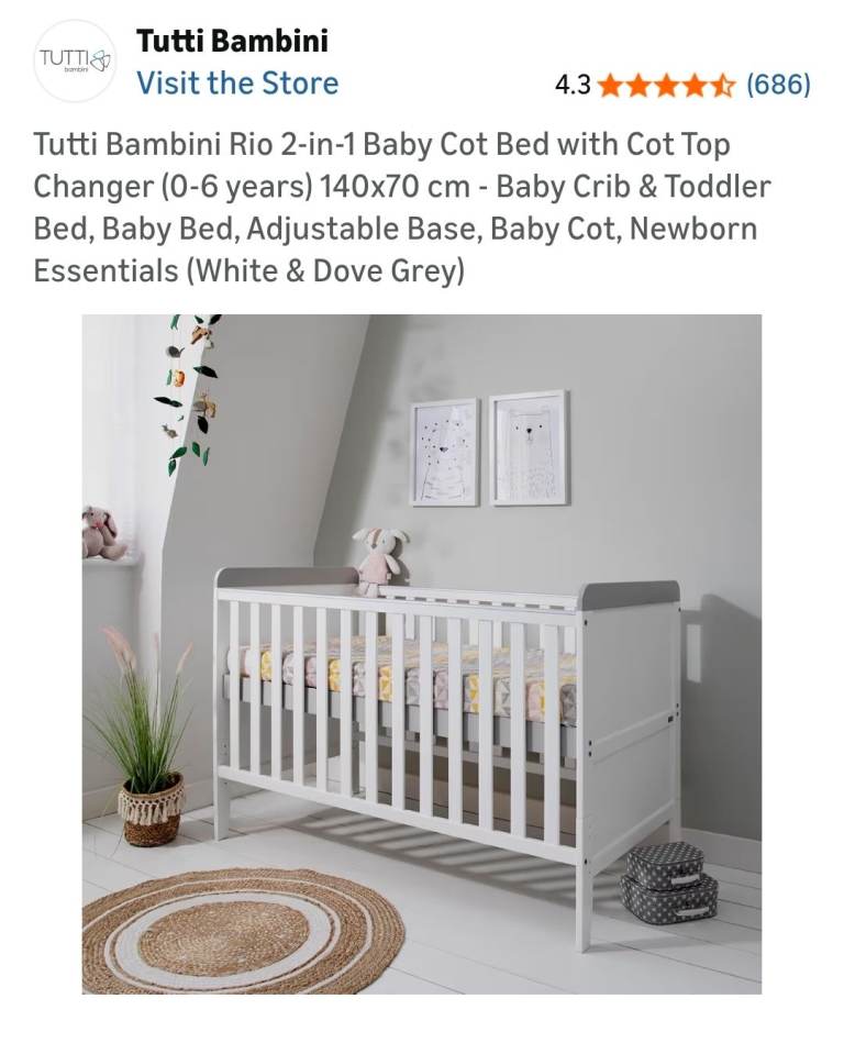 Cot Bed with Changing Table 