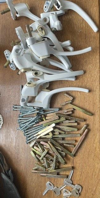 White Window/Door Handles with Keys and Screws