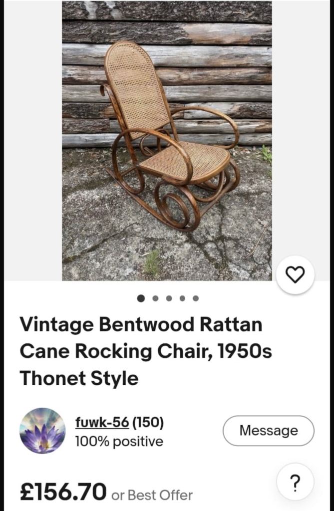 Vintage Bentwood Rattan Rocking Chair