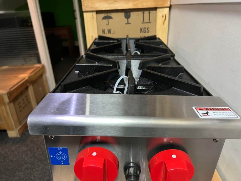 NEW GAS 2 BURNER HIGH POWER COOKER COUNTER TOP CATERING COMMERCIAL KITCHEN CAFE RESTAURANT