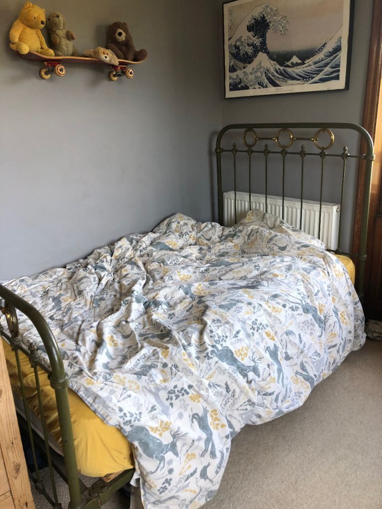 3/4 size brass and iron antique bed 