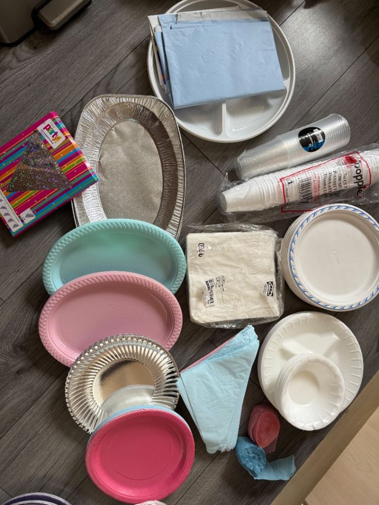 Huge Amount of Partyware - plates, cups, bowls, serving plates, decorations