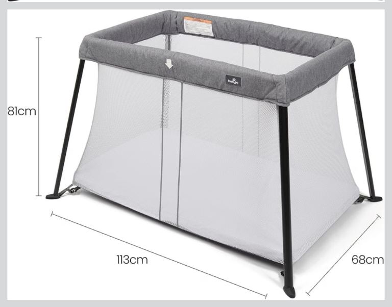 Babylo Travel Cot – Grey, As Good As New